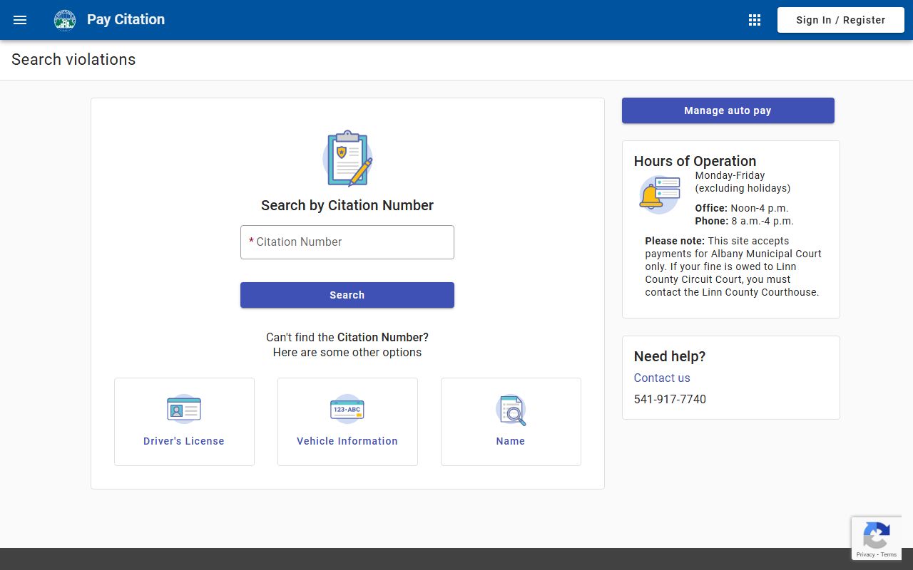 Albany Municipal Court online payment portal for civil court records