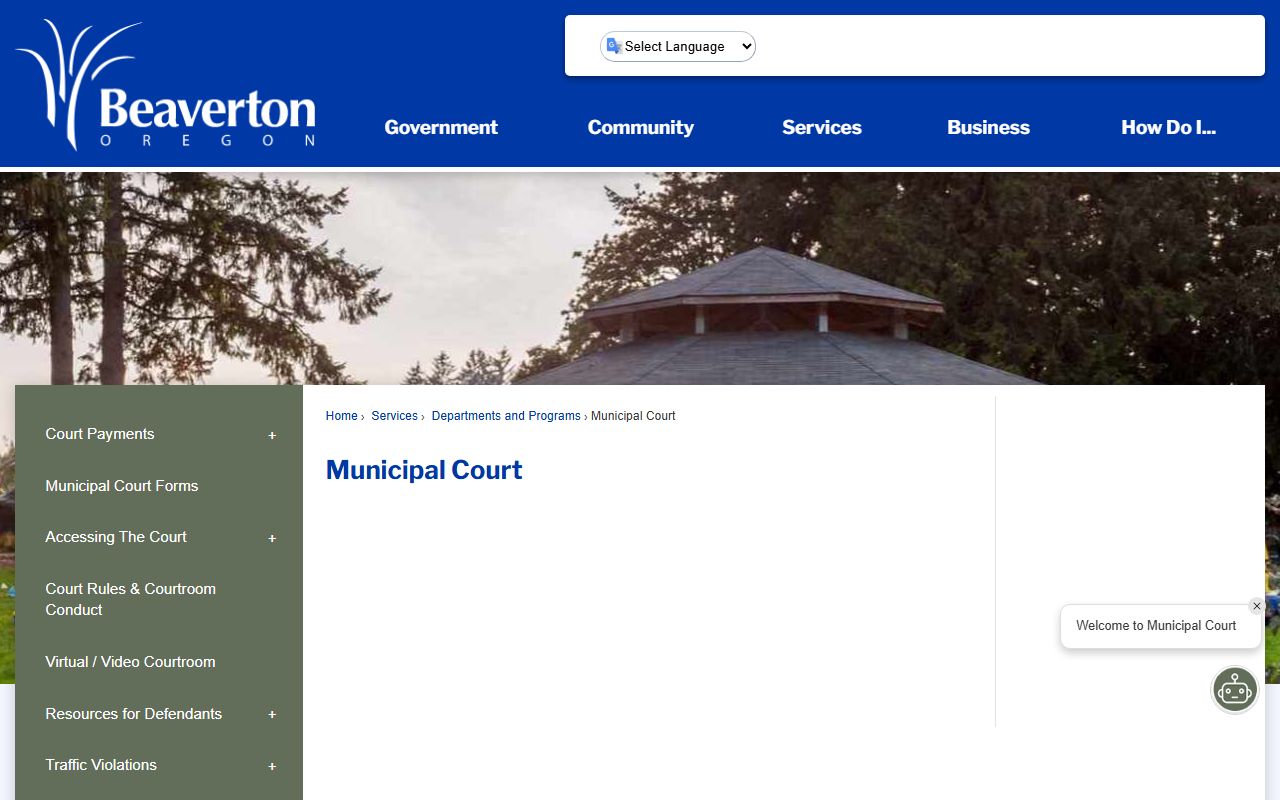 Beaverton Municipal Court building where civil court records are filed and stored