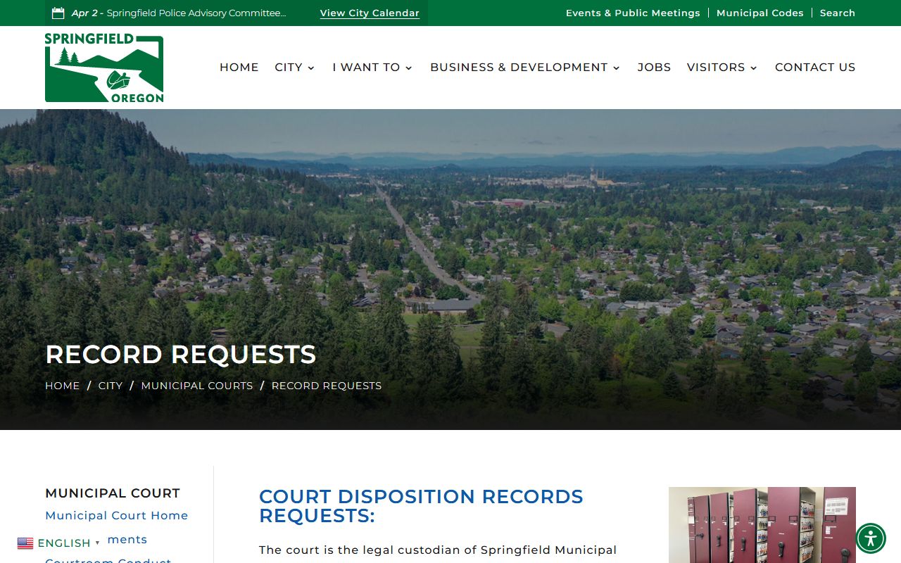 Springfield Municipal Court record request office for civil court records