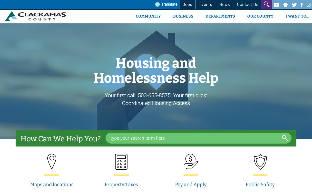 Clackamas County official website for public records