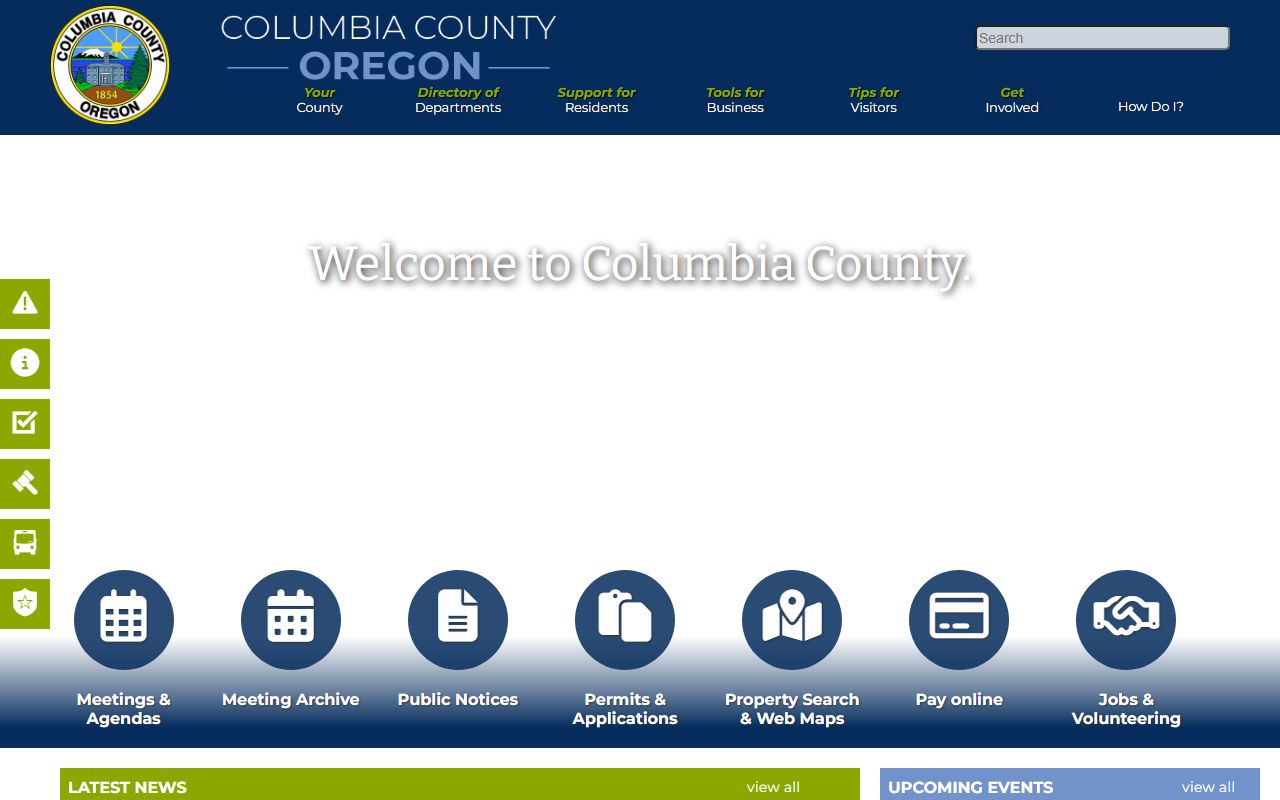 Columbia County government website for civil court records and public services