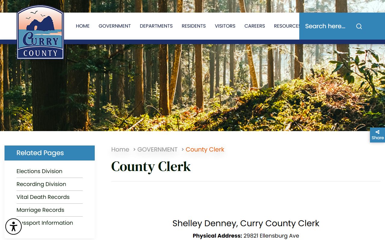 Curry County Clerk office for civil court records in Gold Beach