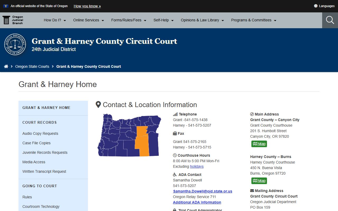 Grant County Circuit Court page for civil court records
