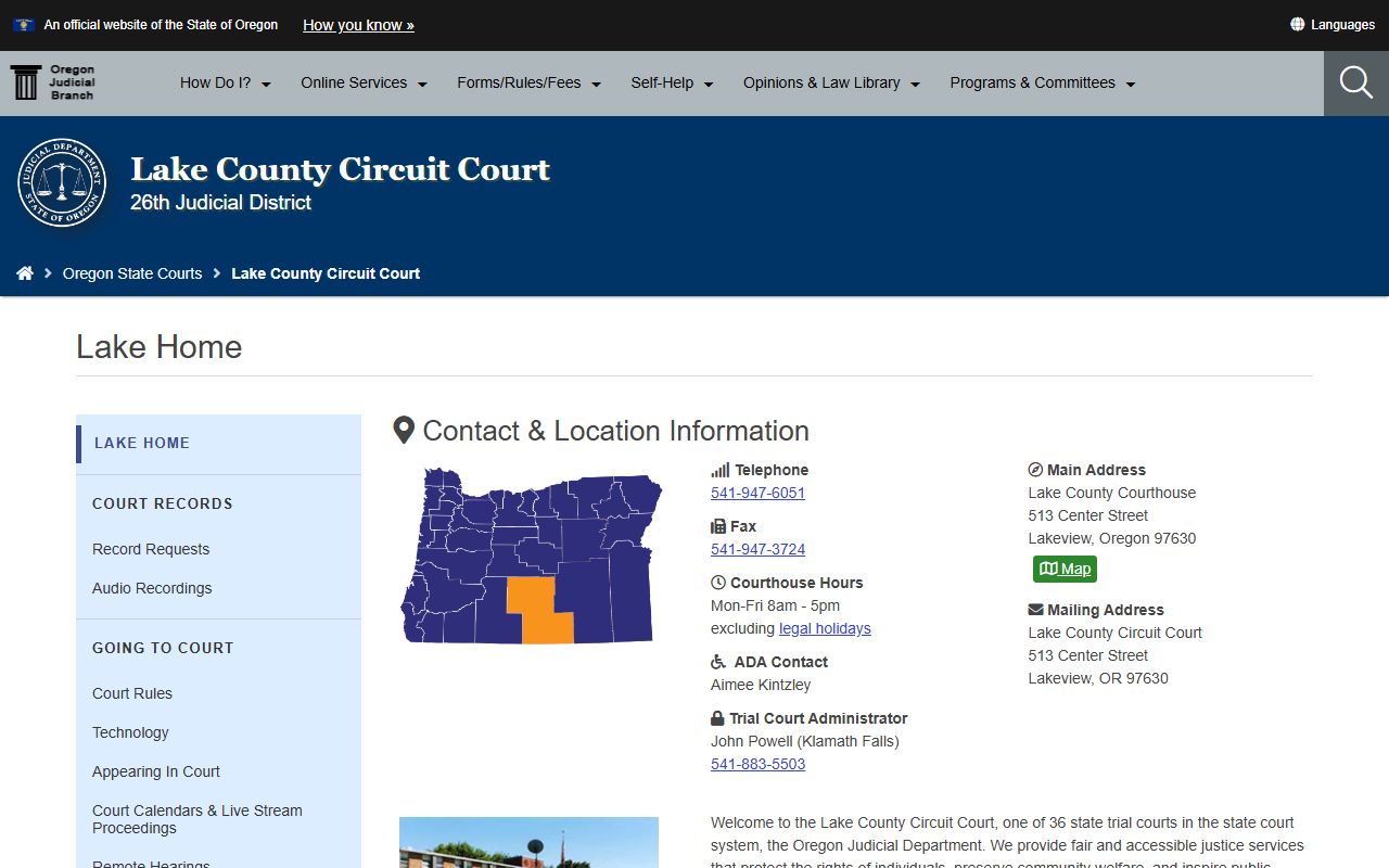 Lake County Circuit Court page for civil court records