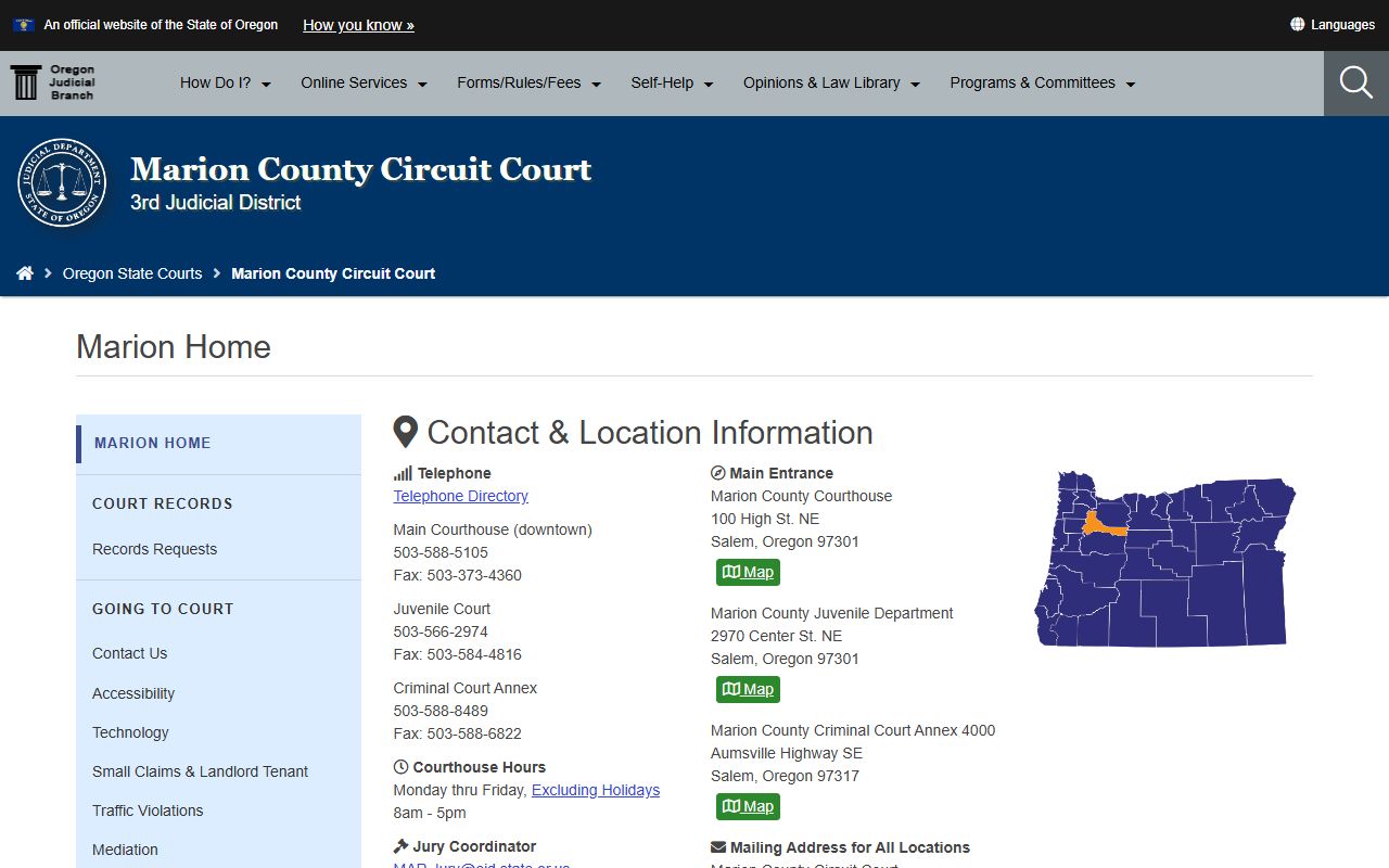 Marion County Circuit Court page for civil court records
