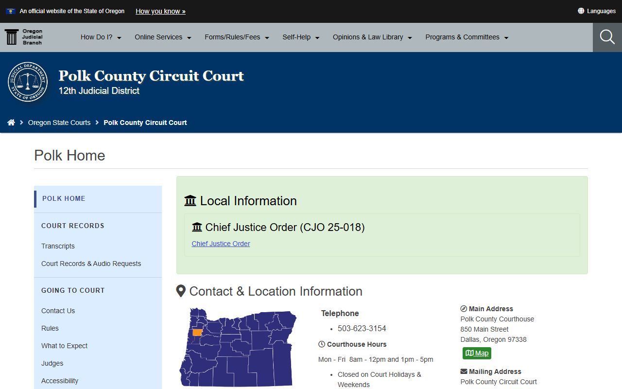 Polk County Circuit Court page for civil court records