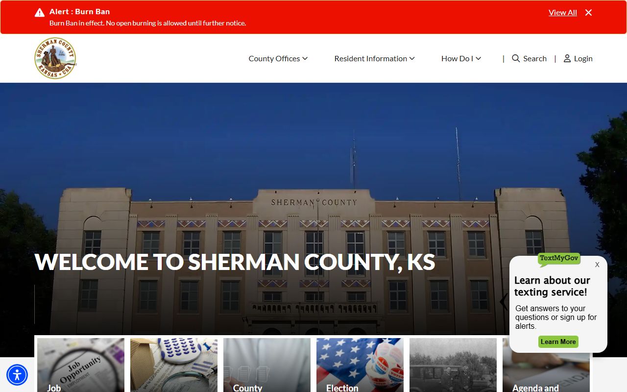 Sherman County official website for civil court records information