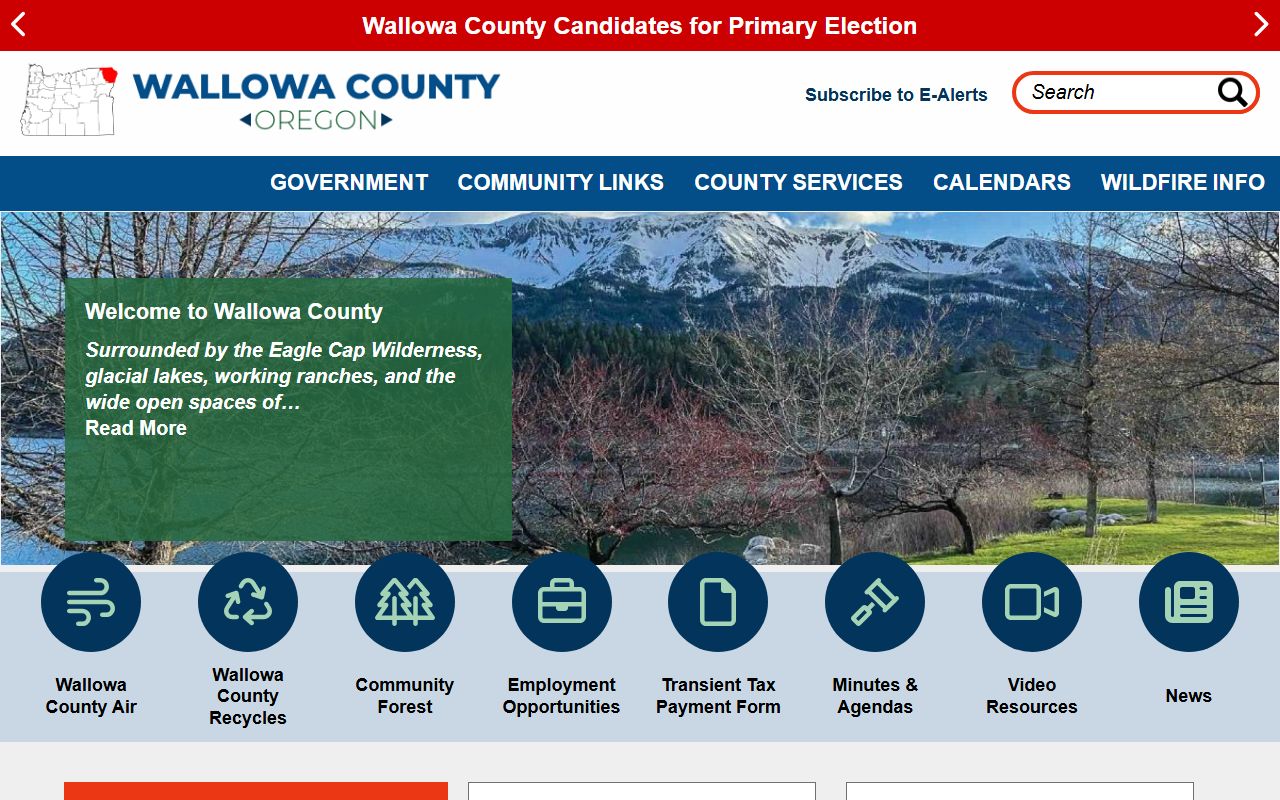 Wallowa County Clerk office website for public records in Enterprise