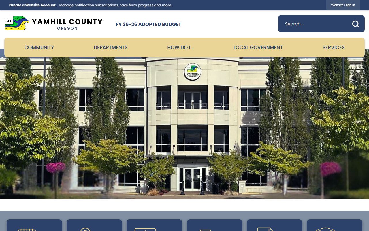 Yamhill County official website for civil court records information